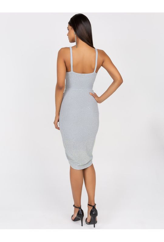 vestido lurex prata curto