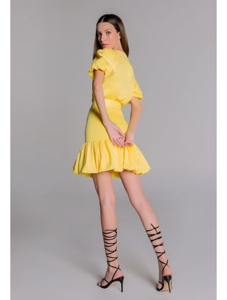 Vestido-curto-de-tricoline-amarelo